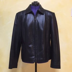 Women's Croft & Barrow M Fitted Zip Leather Jacket